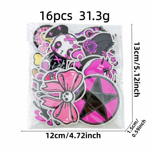 Wholesale Gothic Style Iron-On Embroidery Patch Dark Pink Decorative DIY Accessory