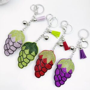 Wholesale Rhinestone Grape Fruit Keychain Zinc Alloy Car Key Accessory Bag Charm
