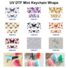 Wholesale 2/4/8pcs Watercolor Butterfly Floral Print Mini Cup Keychain Sticker