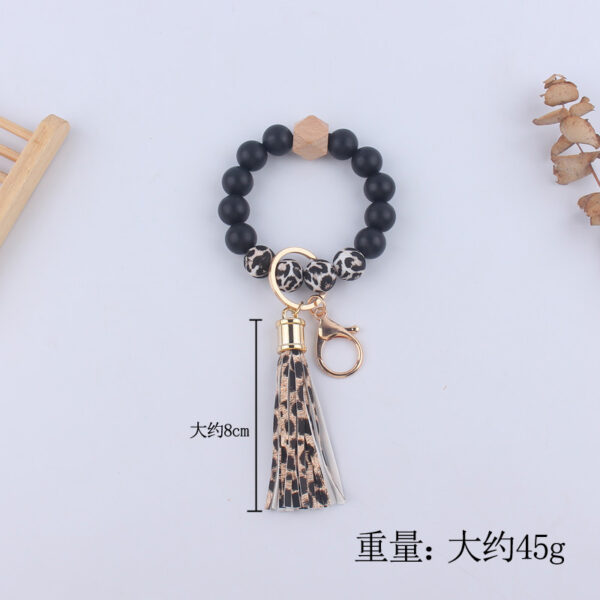 oly-76defbe51f8fd54fcc902952c1407d29 Wholesale Leopard Print Silicone Wrist Keychain Fashion Accessory DIY Beaded Key Ring Gift