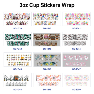oly-76e6d191c36da194c9243e42a808294f Wholesale 8pcs Mixed Cartoon Animal Leopard Western Rainbow Print 3oz Cup Stickers Wrap OLY Exclusive