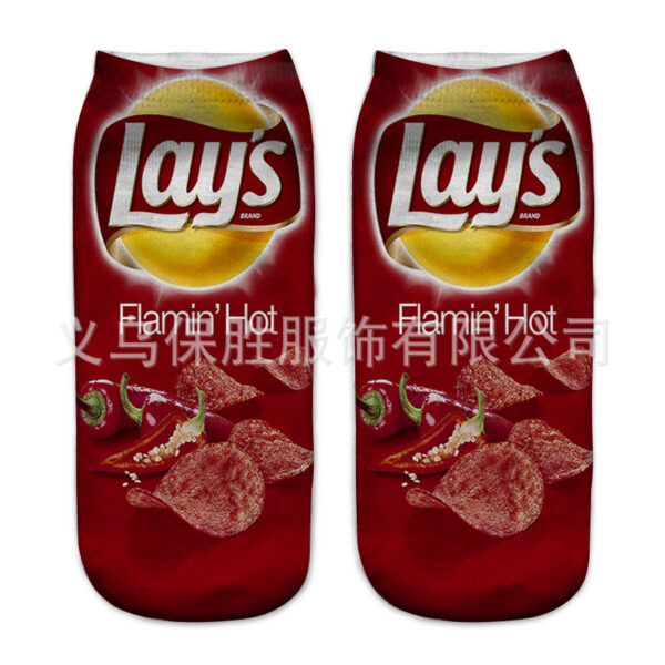 Wholesale 3D Printed Food Chip Pattern Socks - Trendy Fashion Accessory Gift for Unisex