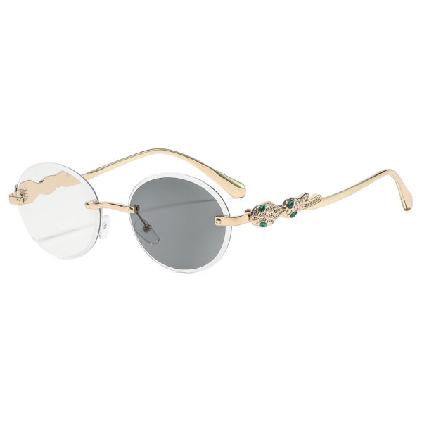 oly-76f9a360deb27941974344b44e694a55 Wholesale Y2K Retro Oval Rimless Color Changing Sunglasses Gold Frame UV400 Fashion Accessory