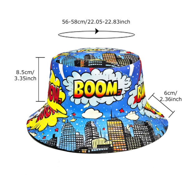 Wholesale Retro City Print Reversible Bucket Hat Sun Protection Fashion Accessory for Everyday Resale