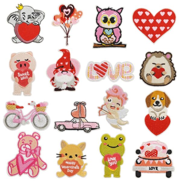 Wholesale Valentine's Day Embroidered Patch Love Hearts Balloons Puppy Cute Decorative Accessory for Women Clothing Gift