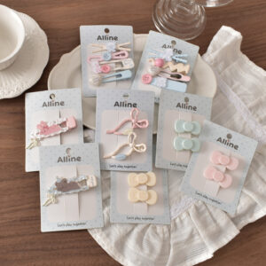 Wholesale Teddy Bear Acrylic Hair Clips 4 Piece Blue Cross Skateboard Design, Everyday Use Hair Accessory, Gift