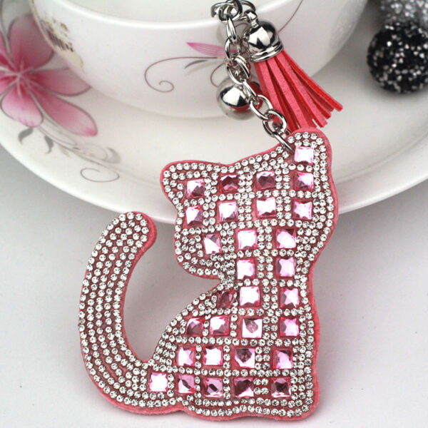 Wholesale Cat Rhinestone Keychain Fashion Bag Pendant Car Accessory Gift for Women