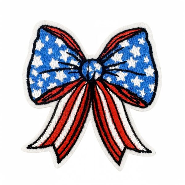 oly-774a48c66bc478021bc336031374abe6 Wholesale US Flag Embroidered Bow Patch Decorative Accent for Fashion Accessory Boutique Resale