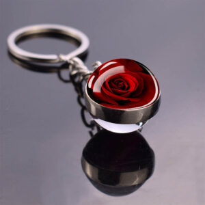 Wholesale Metal Electroplated Keychain Luminous Glass Ball Pendant Pastoral Style Bag Charm for Students