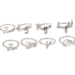 Wholesale Polished Alloy Bohemian Letter Ring Trendy Unisex Jewelry Accessory