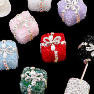 Wholesale Electroplated Plastic Resin DIY Phone Chain Key Chain Beads Purple Bow Christmas Sugar Diamond Ball Gift Decorative Accessory