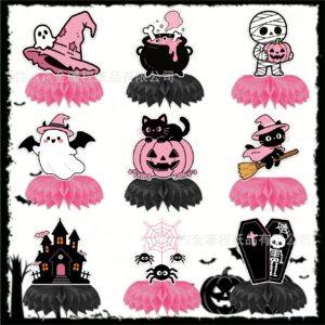Wholesale Halloween Pumpkin Ghost Paper Honeycomb Table Decorations, 9-Piece Party Resale