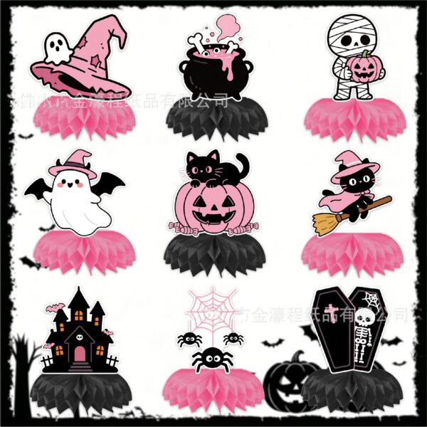 Wholesale Halloween Pumpkin Ghost Paper Honeycomb Table Decorations, 9-Piece Party Resale