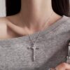 Wholesale Stylish Cross Pendant Necklace with U Shaped Bamboo Chain Fashion Jewelry Accessory for Women