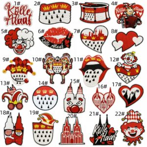 Red carnival cloth patch set 22 pieces