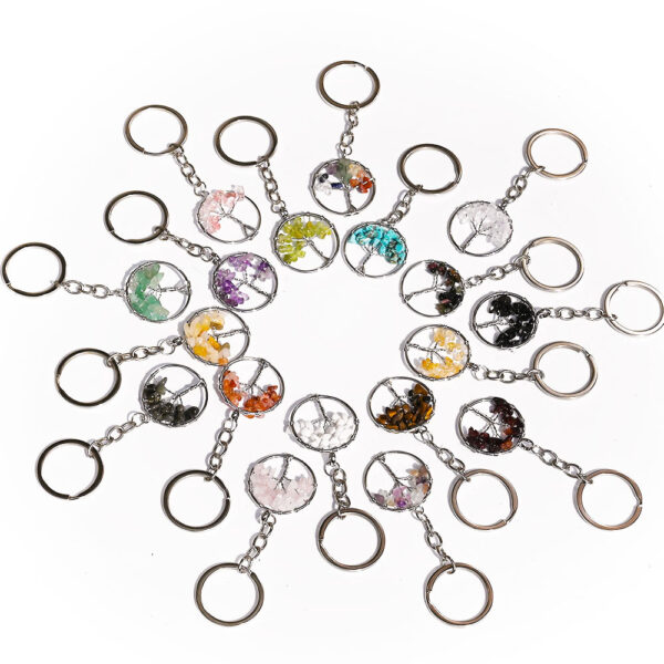 Wholesale Tree of Life Labradorite Natural Crystal Pendant Keychain Car Key Accessory