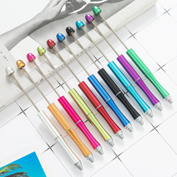 Wholesale Creative Metal Beaded Pen DIY Round Pen for Office Gift Boutique Resale