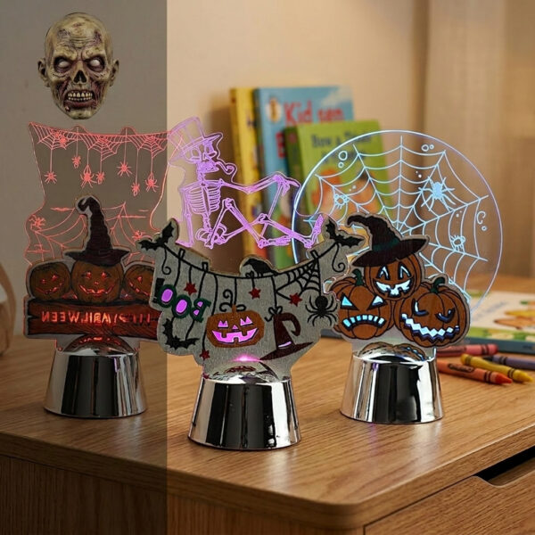 Wholesale Halloween Acrylic Pumpkin Night Light Decorative Accent Gift for Party
