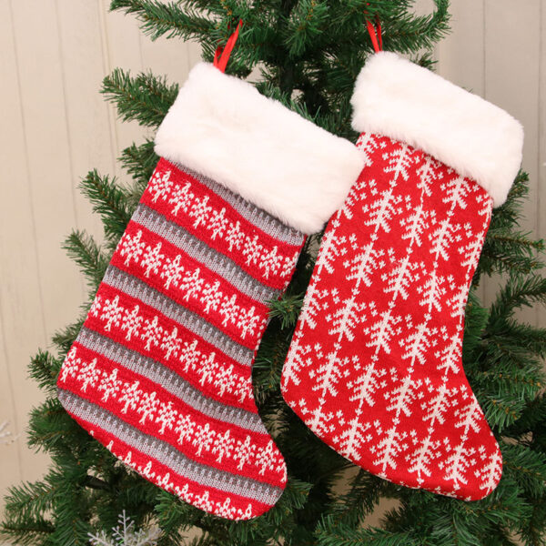 Wholesale Christmas Striped Stocking Red White Large Size Holiday Gift Bag Resale