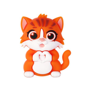 3D Heart-Shaped Orange Cat