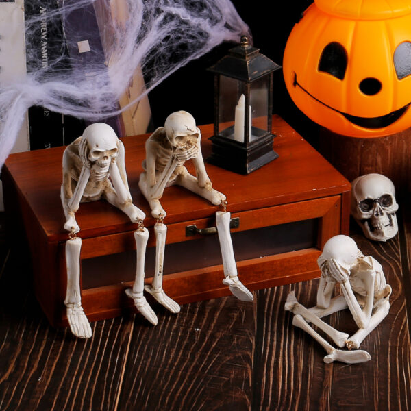 Wholesale Halloween Skeleton Resin Ornament Hear No Evil See No Evil Speak No Evil Home Decor