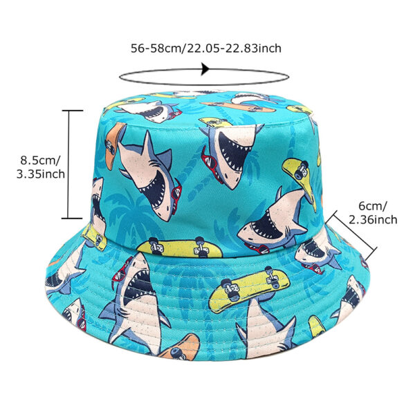 Wholesale Trendy Double Sided Shark Pattern Bucket Hat for Women Sun Protection