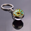 Wholesale Glow in the Dark Funny Animal Eyes Glass Ball Keychain Pendant Metal Electroplating Bag Charm for Students Gift