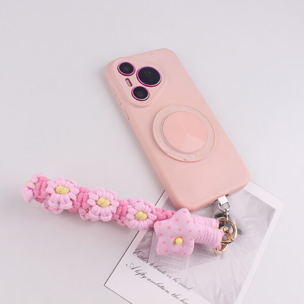 oly-7835394fc79f7b45684652987ed846a6 Wholesale Handmade Beaded Phone Lanyard and Bag Charm Pink Star Flower Design for Everyday Wear Fashion Accessory