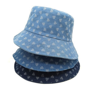 oly-784b12492b2190fa0bcdb9f1f1b42bb5 Wholesale Modern Heart Pattern Denim Fisherman Hat Navy Blue Casual Sun Hat