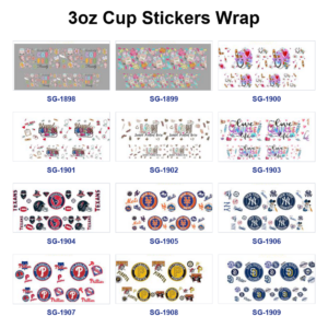 oly-784efcc3092cdec28855c4f4da627c66 Wholesale 8pcs Nurse Element, Letter Quote Sports Team Logo Pattern 3oz Cup Stickers Wrap OLY Exclusive