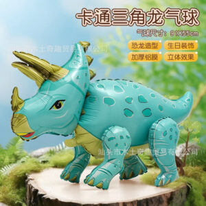 Aluminum three-dimensional triceratops-f0530-blue