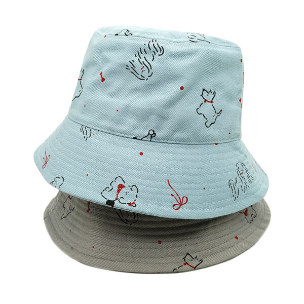 Wholesale Cute Dog Print Bucket Hat Sun Protection Dome Brim Resale Accessory