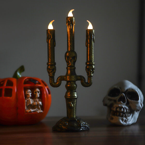 Wholesale Orange Skull Candle Lamp Halloween Gothic Home Decor Accent