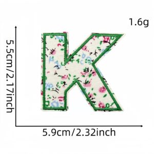 K letter floral cloth sticker 16#