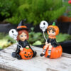 Wholesale Resin Halloween Skull Balloon Witch Statue Set Decorative Accent for Home Garden