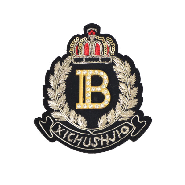 oly-78cc5e84158524b1e5d29161f0fc194d Wholesale 3D Embroidered Crown Bee Patch with Letter B for Towels Stylish DIY Accessory