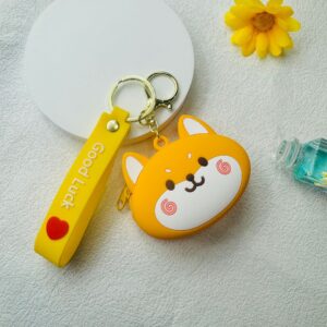 Coin purse - fortune dog - (leather cord) - orange