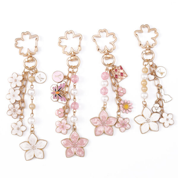 Wholesale Zinc Alloy Cherry Blossom Butterfly Keychain Cute Bag Charm Gift