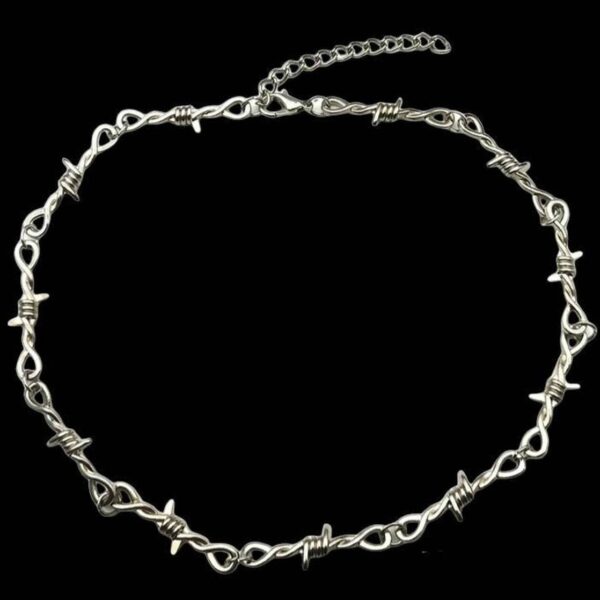 Wholesale Gothic Punk Barbed Wire Thorn Necklace Unisex Stylish Jewelry Accessory
