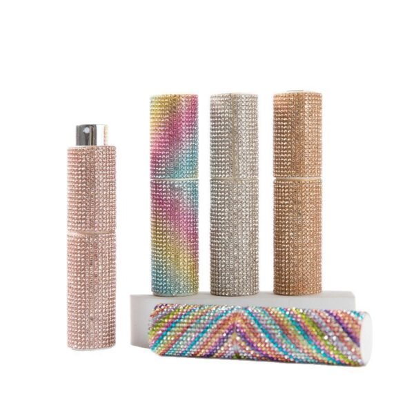 Wholesale Metal Perfume Atomizer Bottle with Rotating Colored Diamond Design Portable Keychain Refillable Spray for Wedding Gift