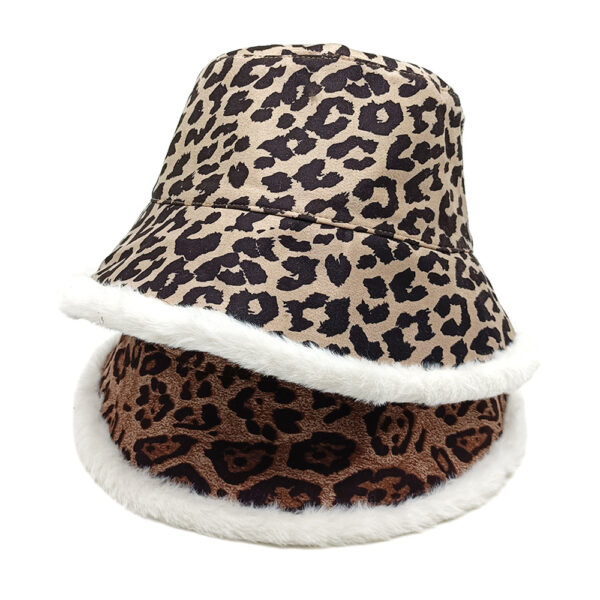 oly-793ebcde0242796f168e6f751463d762 Wholesale Trendy Leopard Print Fisherman Hat Winter Warm Rabbit Fur Lining Casual Fashion Accessory
