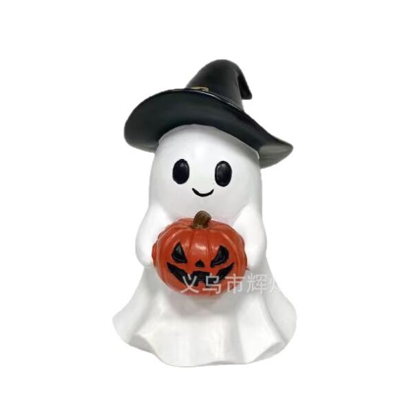 Wholesale Resin Halloween Ghost Pumpkin Ornament White Cute Decorative Accent Party Gift