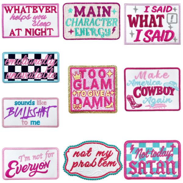 oly-7998196f4f7950320544e49ff6dfd352 Wholesale 20 Styles Pink Alphabet Gold Plaid Iron On Embroidered Patches for DIY Shoes Hats Craft Supply