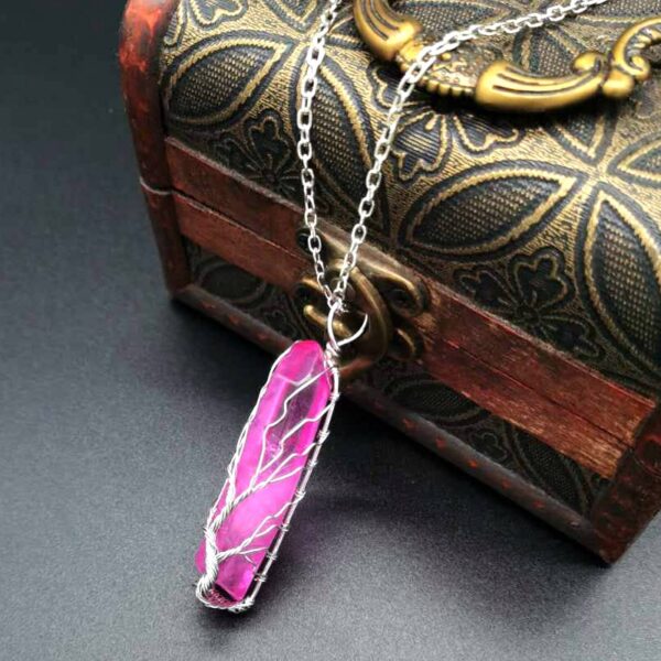 oly-79a2977247042875d3f8c0c836a3b070 Wholesale Handmade Wire-Wrapped Crystal Tree of Life Necklace Colorful Crystal Stone Pendant Jewelry Gift