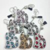 oly-79b500446f88a18a3de1d54080612074 Wholesale Cute Leopard Cat Rhinestone Keychain Zinc Alloy Bag Charm for Wedding Gifts