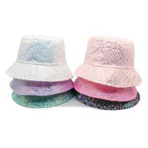 oly-79cc173ec4e604bf680a6877c108acaa Wholesale Reflective Glitter Grid Stripe Bucket Hat Sun Protection Unisex Outdoor Casual Fashion Accessory