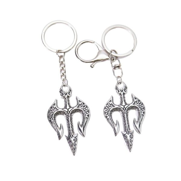Wholesale Vintage Punk Poseidon Trident Pendant Keychain Zinc Alloy Fashion Accessory for Bags Keys