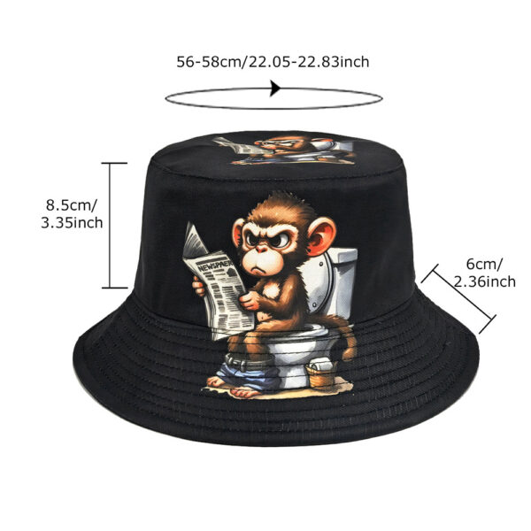 Wholesale Stylish Double Sided Monkey Print Bucket Hat Black Sun Protection Outdoor Casual Fashion Accessory
