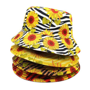 Wholesale Reversible Sunflower Zebra Print Bucket Hat Sun Protection Resale