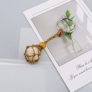 Brown rope + yellow stone keychain